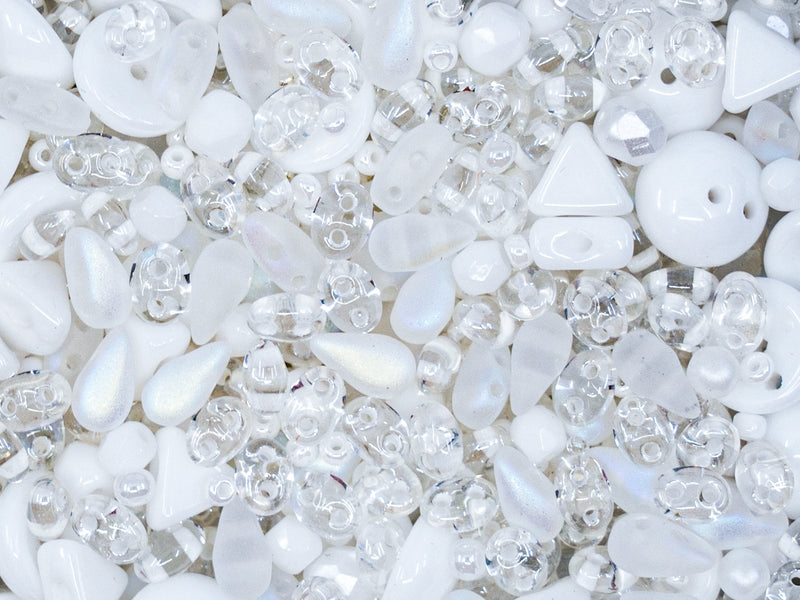 Glass Bead Mix , Snow White Palette, Czech Glass