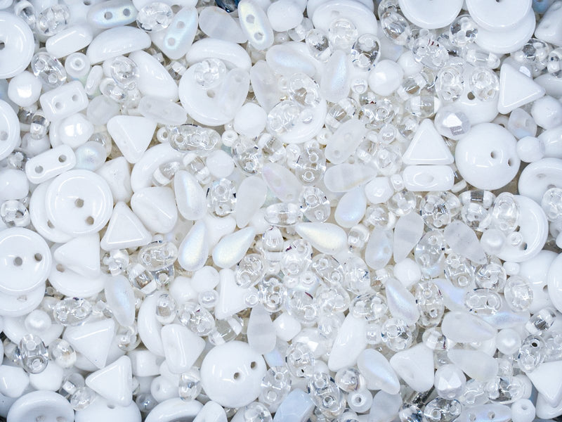 35 g Glass Bead Mix , Snow White Palette, Czech Glass