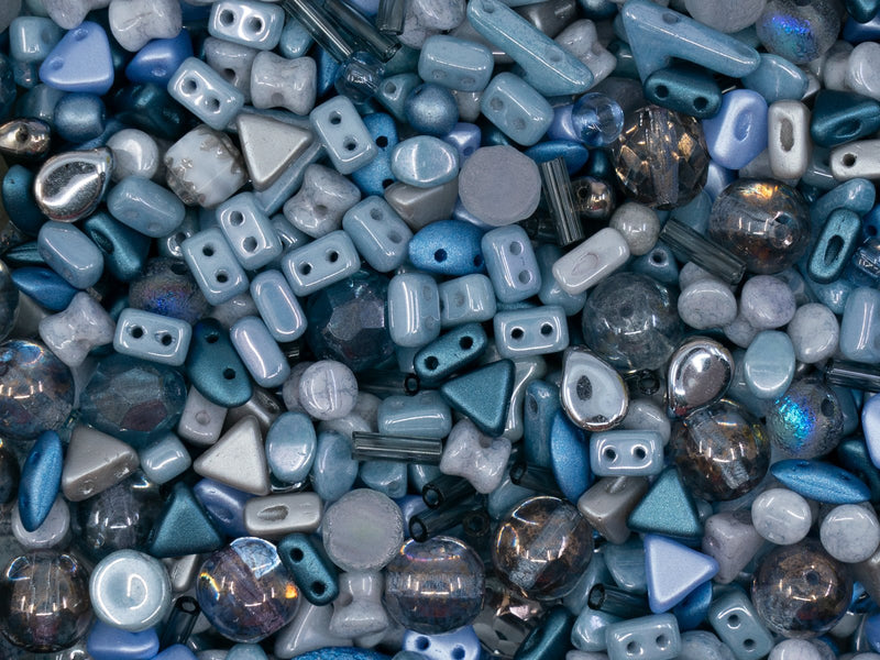 35 g Glass Bead Mix , Winter Sky, Czech Glass