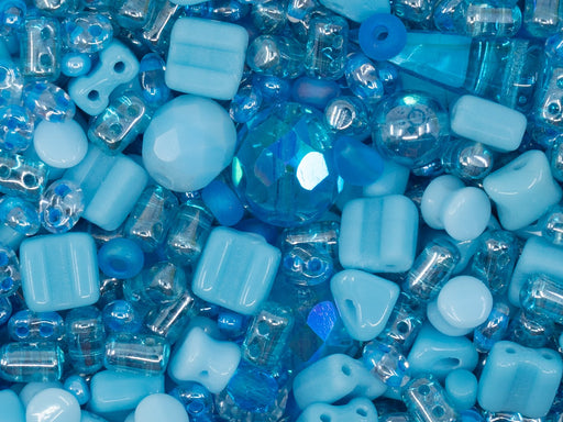 Glass Bead Mix , Blue illusion, Czech Glass