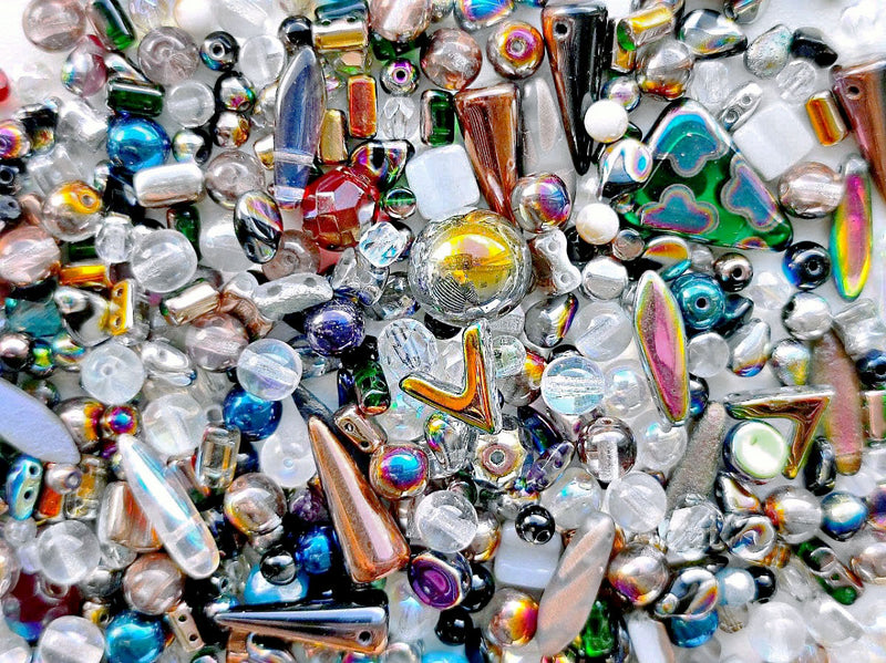 35 g Glass Bead Mix , Meteor Rain, Czech Glass