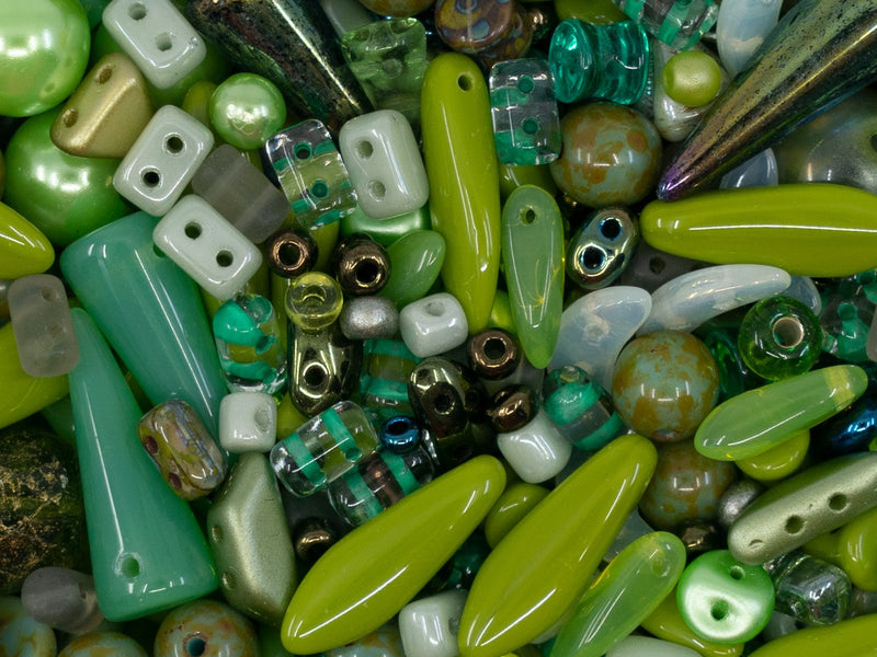 Glass Bead Mix , Forest Haze, Czech Glass