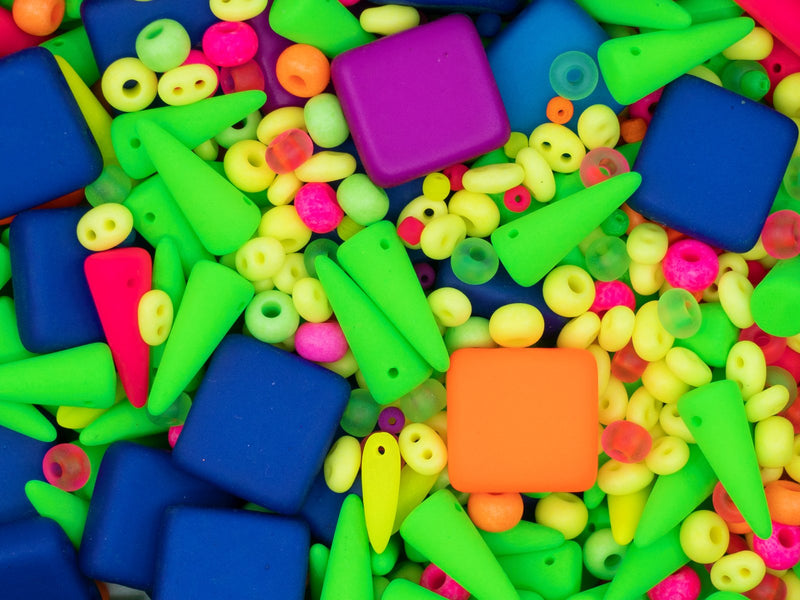 35 g Glass Bead Mix , Neon World, Czech Glass