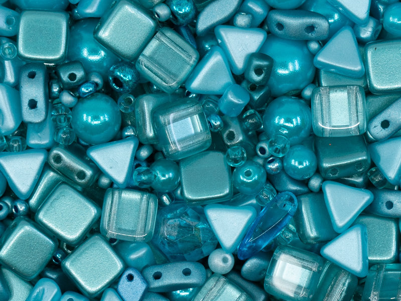 Glass Bead Mix , Sea Water, Czech Glass