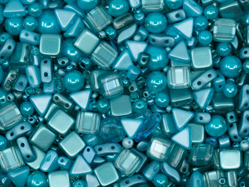 35 g Glass Bead Mix , Sea Water, Czech Glass