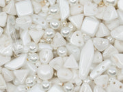 Glass Bead Mix , Milk White, Czech Glass