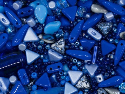 Glass Bead Mix , Royal Blue, Czech Glass
