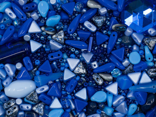 35 g Glass Bead Mix , Royal Blue, Czech Glass