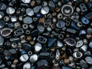 Glass Bead Mix , Gray Blue Palette, Czech Glass