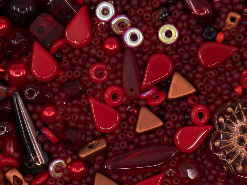 Glass Bead Mix , Poppy Field, Czech Glass