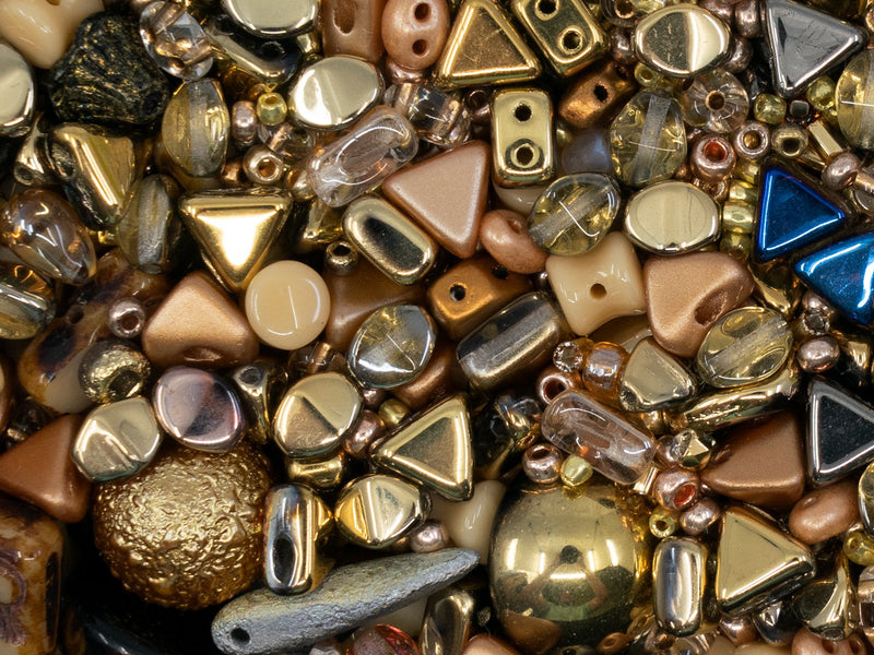 Glass Bead Mix , Golden Sand, Czech Glass