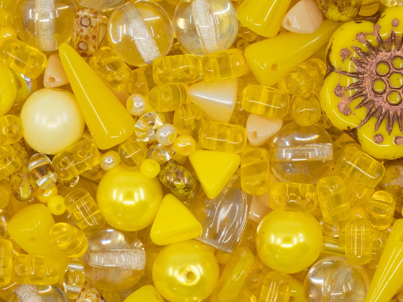 Glass Bead Mix , Flower Honey, Czech Glass