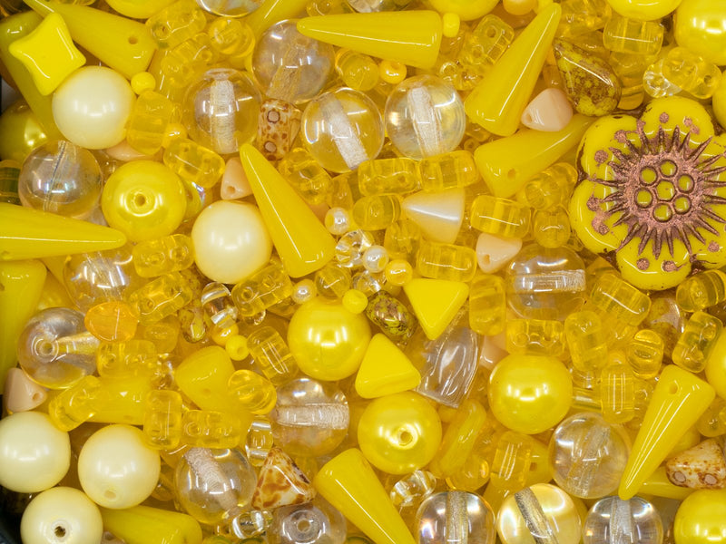 35 g Glass Bead Mix , Flower Honey, Czech Glass