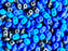Glass Beads Mix 2.5x5 mm, 2 Holes, Black With Neon Blue, Czech Glass