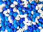 Glass Beads Mix 2.5x5 mm, 2 Holes, White With Neon Blue, Czech Glass