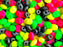 Glass Beads Mix 2.5x5 mm, 2 Holes, Black With Neon Yellow-pink-green, Czech Glass