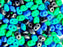 Glass Beads Mix 2.5x5 mm, 2 Holes, Black With Neon Blue/Green, Czech Glass
