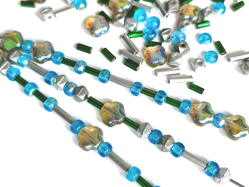 35 g Glass Bead Mix , Polar Lights, Czech Glass