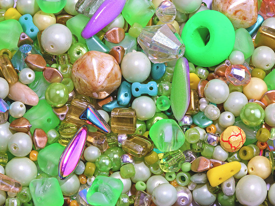 65 g (2,29 oz) Unique Mix of Czech Glass Beads for Jewelry Making, Beads & Bead assortments. Pressed Beads, Matubo, Rocailles et al. Mixed Shapes and Size, Composition Lollipops