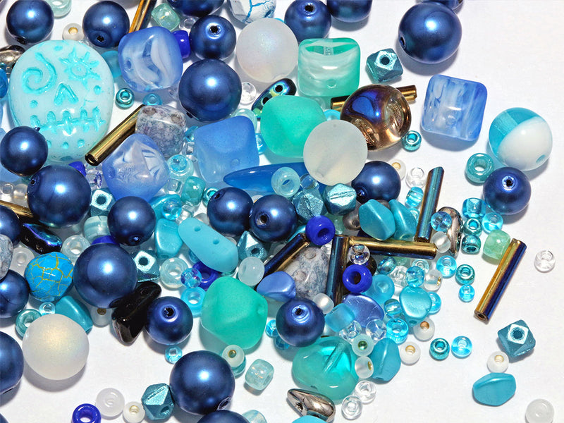 65 g (2,29 oz) Unique Mix of Czech Glass Beads for Jewelry Making, Beads & Bead assortments. Pressed Beads, Matubo, Rocailles et al. Mixed Shapes and Size, Composition Lapland