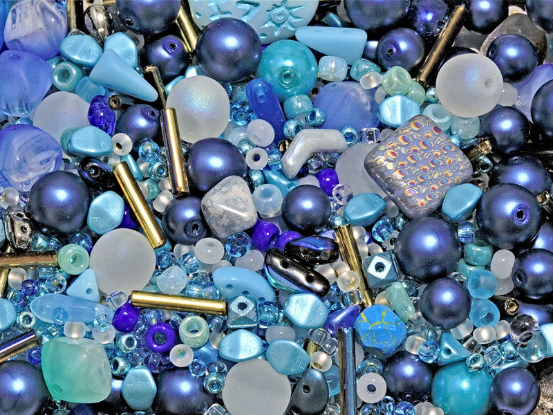 65 g (2,29 oz) Unique Mix of Czech Glass Beads for Jewelry Making, Beads & Bead assortments. Pressed Beads, Matubo, Rocailles et al. Mixed Shapes and Size, Composition Lapland