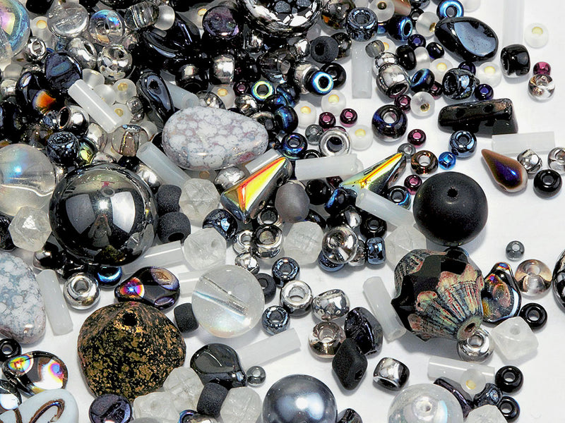65 g (2,29 oz) Unique Mix of Czech Glass Beads for Jewelry Making, Beads & Bead assortments. Table Cut, Pressed Beads, Matubo, Rocailles et al. Mixed Shapes and Size, Composition Underground Treasure