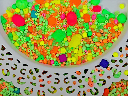 65 g Unique Mix of Czech Glass Beads for Jewelry Making, Beads & Bead assortments , Neon Mix, Czech Glass