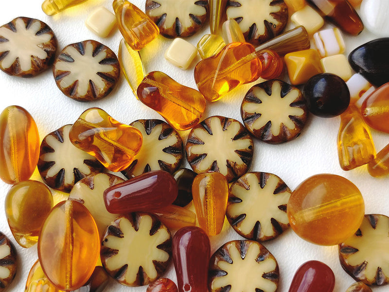 Unique Mix of Czech Glass Beads for Jewelry Making, Beads & Bead assortments , Сappuccino, Czech Glass
