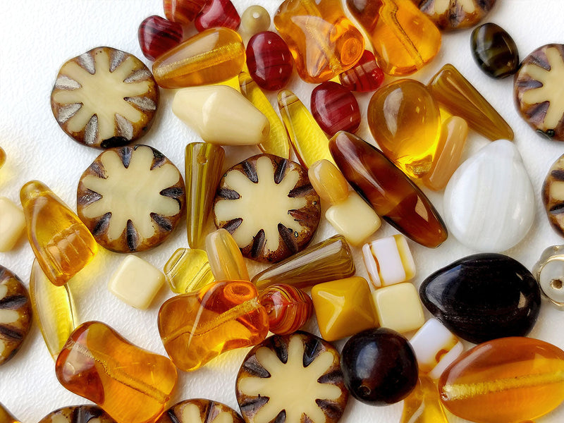 65 g Unique Mix of Czech Glass Beads for Jewelry Making, Beads & Bead assortments , Сappuccino, Czech Glass