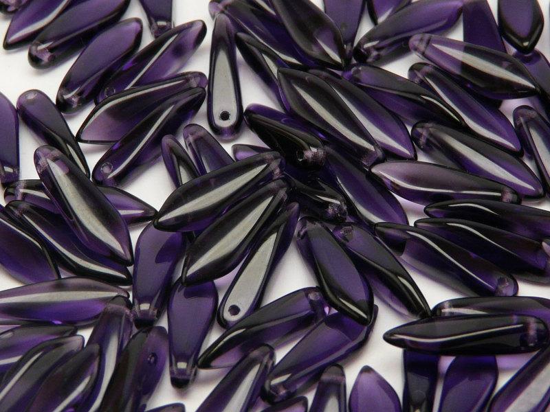Dagger Beads 5x16 mm Tanzanite Czech Glass Purple