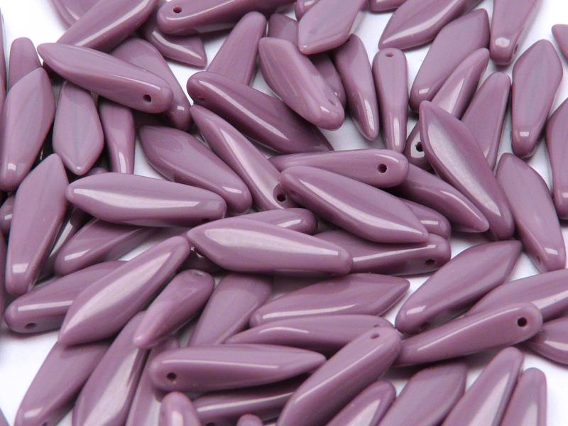 25 pcs Dagger Pressed Beads, 5x16mm, Opaque Violet, Czech Glass