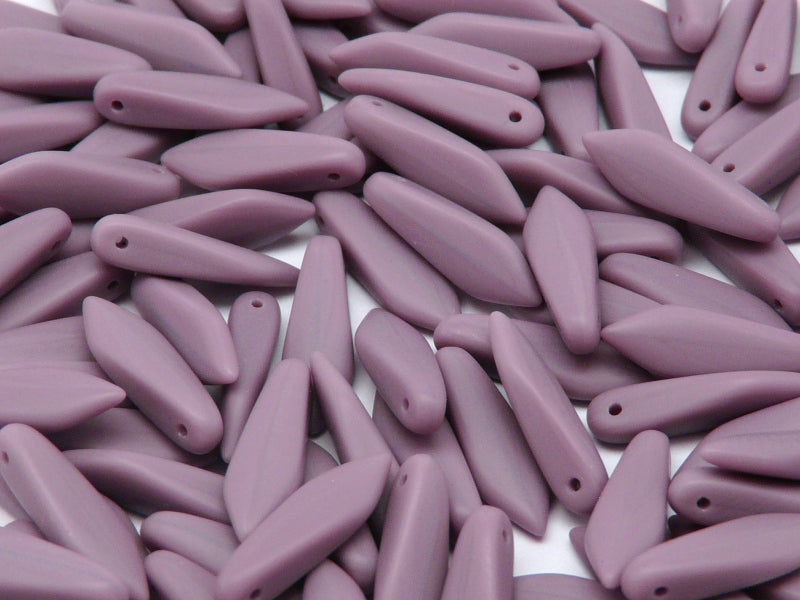 25 pcs Dagger Pressed Beads, 5x16mm, Opaque Violet Matte, Czech Glass