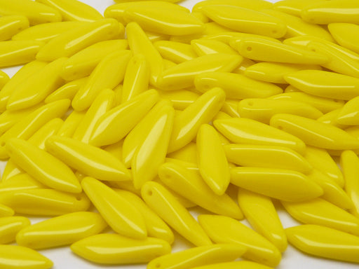 25 pcs Dagger Pressed Beads, 5x16mm, Lemon (Yellow Opaque), Czech Glass