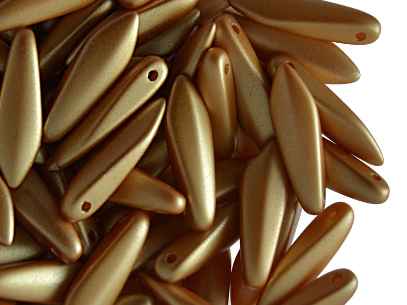 25 pcs Dagger Pressed Beads, 5x16mm, Pastel Apollo Matte, Czech Glass