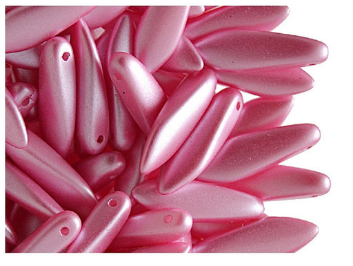25 pcs Dagger Pressed Beads, 5x16mm, Pastel Pink, Czech Glass