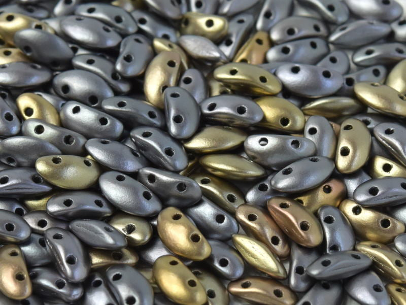 Mobyduo glass beads Zinc Iris Gold Gray 2-hole