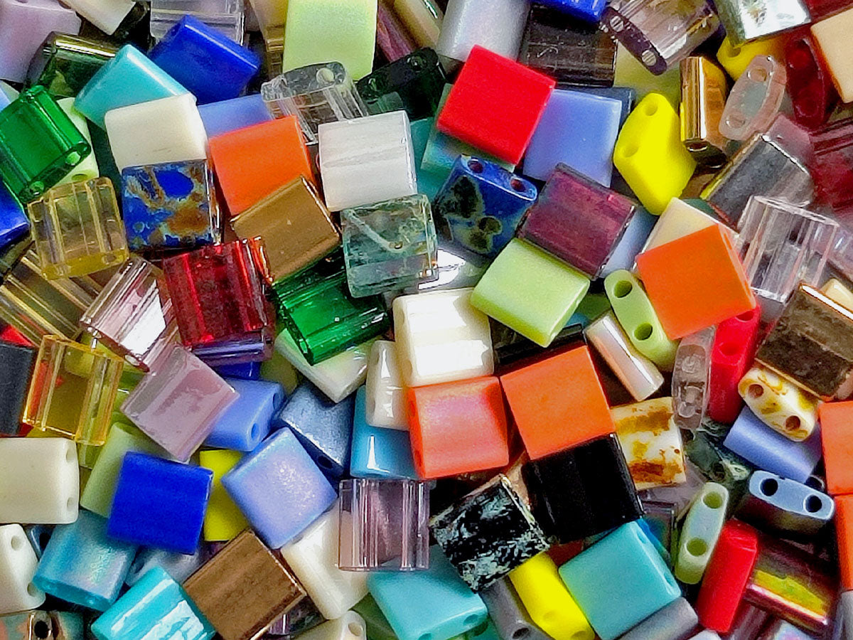 Tila™Beads 5x5 mm, 2 Holes, Mix, Miyuki Japanese Beads