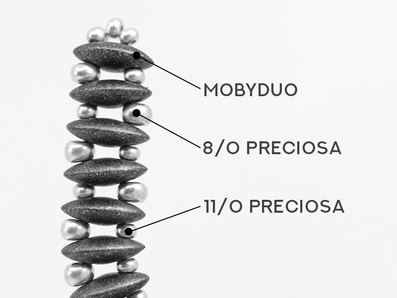 300 pcs MobyDuo® Beads, 3x8mm, 2-Hole, Czech Glass, Chalk White Lila Vega Luster