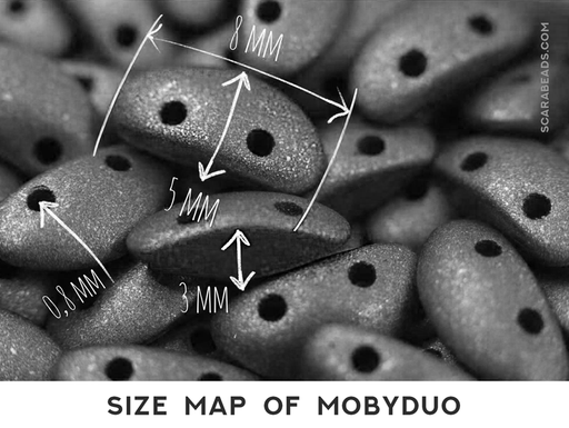 50 pcs MobyDuo® Beads, 3x8mm, 2-Hole, Czech Glass, Jet Bronze