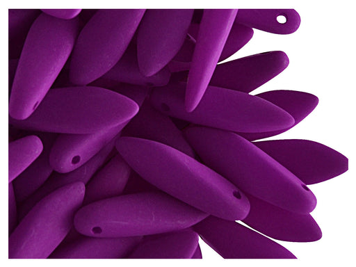 30 pcs Dagger NEON ESTRELA Beads, 5x15mm, Purple (UV Active), Czech Glass