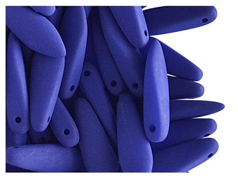 30 pcs Dagger NEON ESTRELA Beads, 5x15mm, Dark Blue (UV Active), Czech Glass