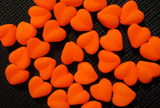 25 pcs Heart NEON ESTRELA Beads, 8mm, Orange, Czech Glass