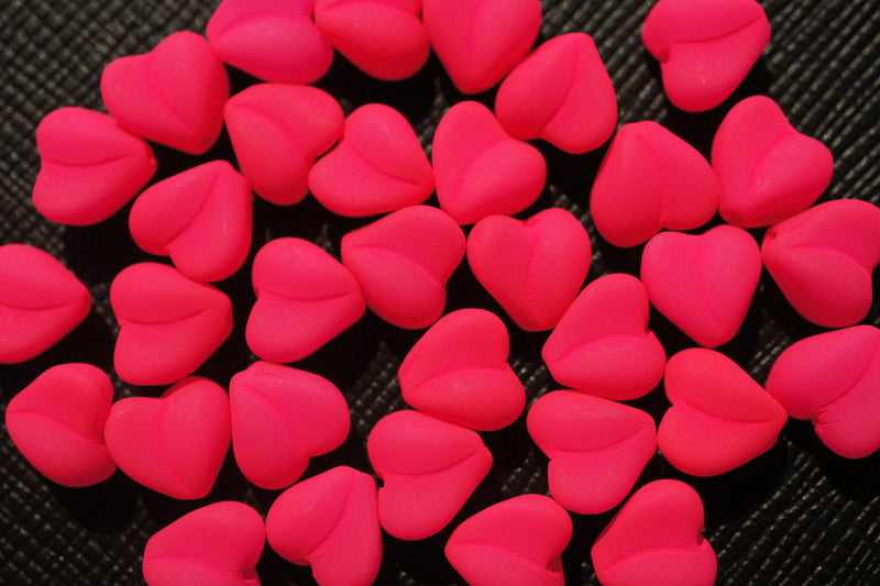 25 pcs Heart NEON ESTRELA Beads, 8mm, Pink, Czech Glass