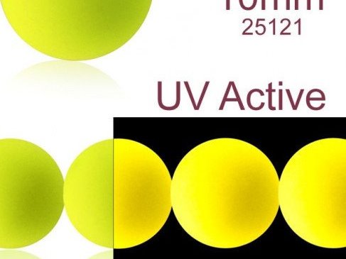 24 pcs Round NEON ESTRELA Beads, 10mm, Yellow (UV Active), Czech Glass