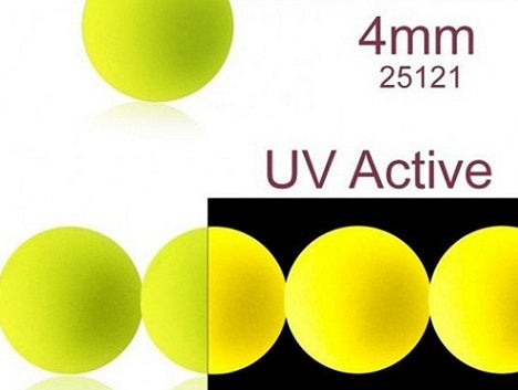 50 pcs Round NEON ESTRELA Beads, 4mm, Yellow (UV Active), Czech Glass