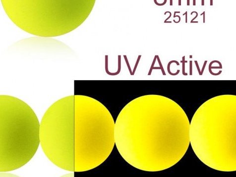 30 pcs Round NEON ESTRELA Beads, 8mm, Yellow (UV Active), Czech Glass