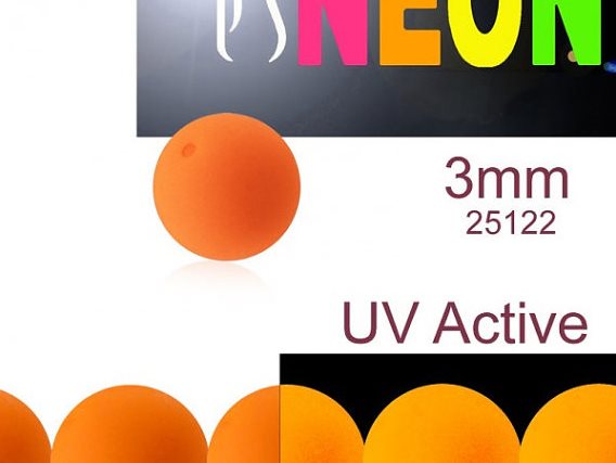 160 pcs Round NEON ESTRELA Beads, 3mm, Orange (UV Active), Czech Glass