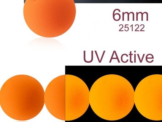 50 pcs Round NEON ESTRELA Beads, 6mm, Orange (UV Active), Czech Glass