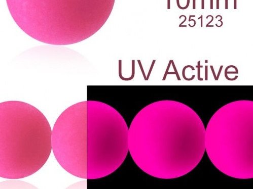 24 pcs Round NEON ESTRELA Beads, 10mm, Pink (UV Active), Czech Glass