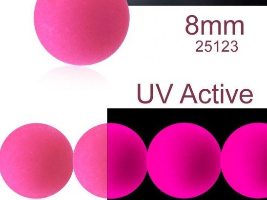 30 pcs Round NEON ESTRELA Beads, 8mm, Pink (UV Active), Czech Glass